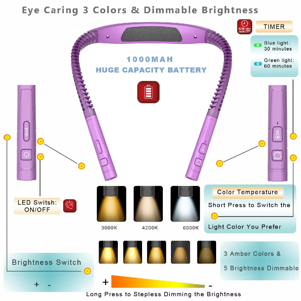 LED Neck Reading Lights Rechar - Photography Lighting Book ulasan dan harga