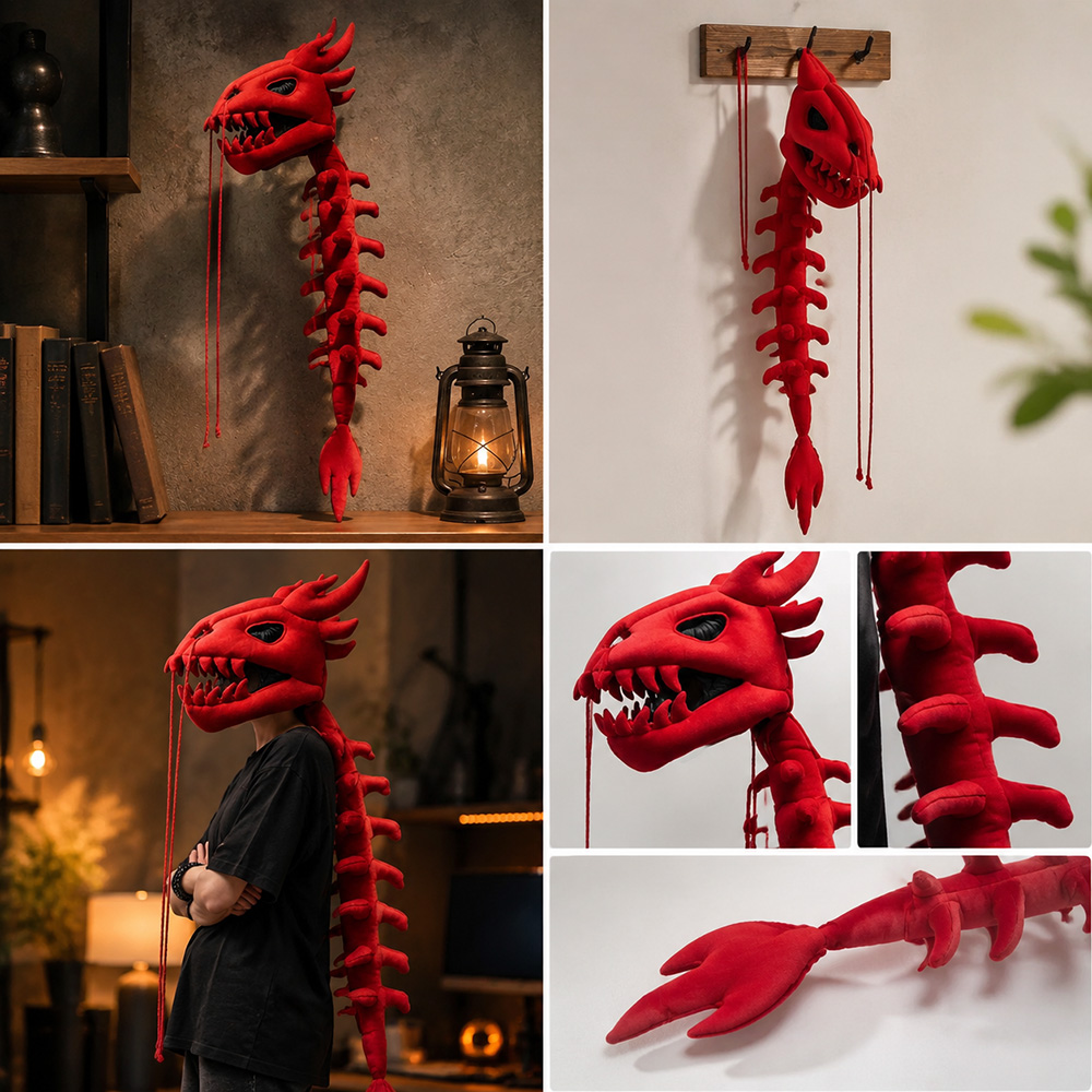 Dragon Skull Spine Plush Hood  - Photography Lighting Home ulasan dan harga